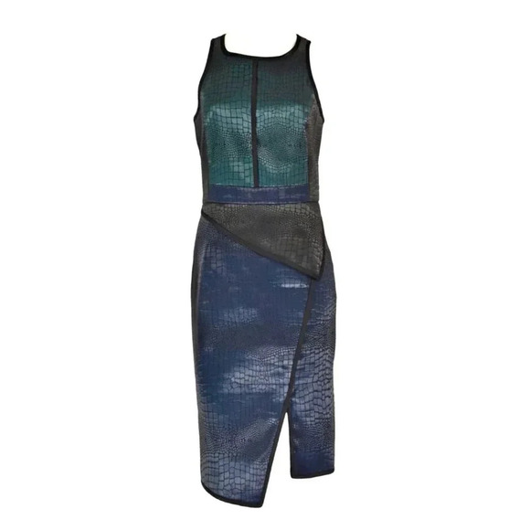 EUC Jonathan Simkhai Crocodile Snakeskin Colorblock Sheath Dress Taylor Swift - Picture 1 of 8